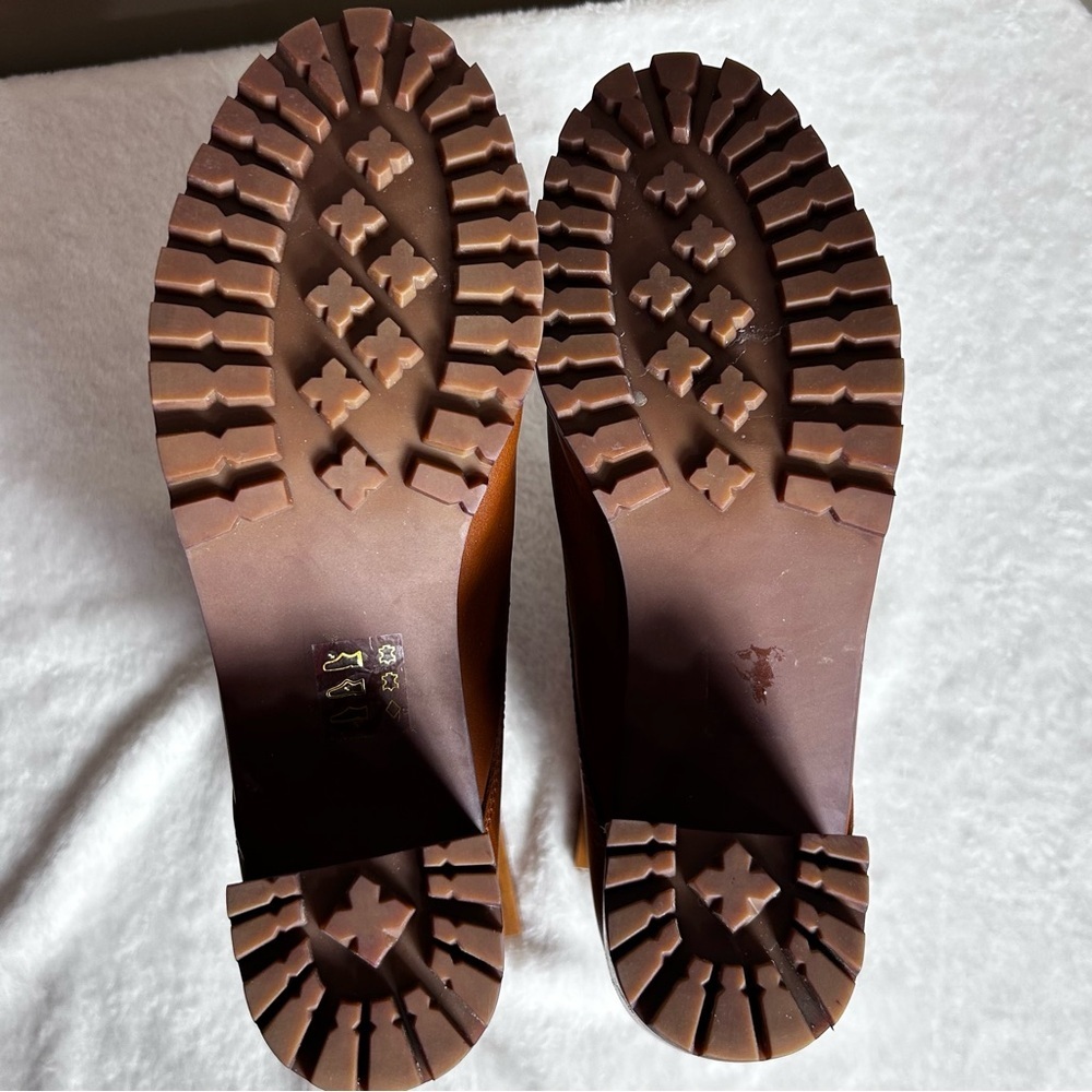 Madewell Alyce Brown Chestnut Leather Front Zipper Heeled Boots Size 11 - Picture 12 of 15